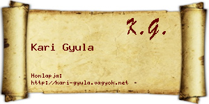 Kari Gyula névjegykártya